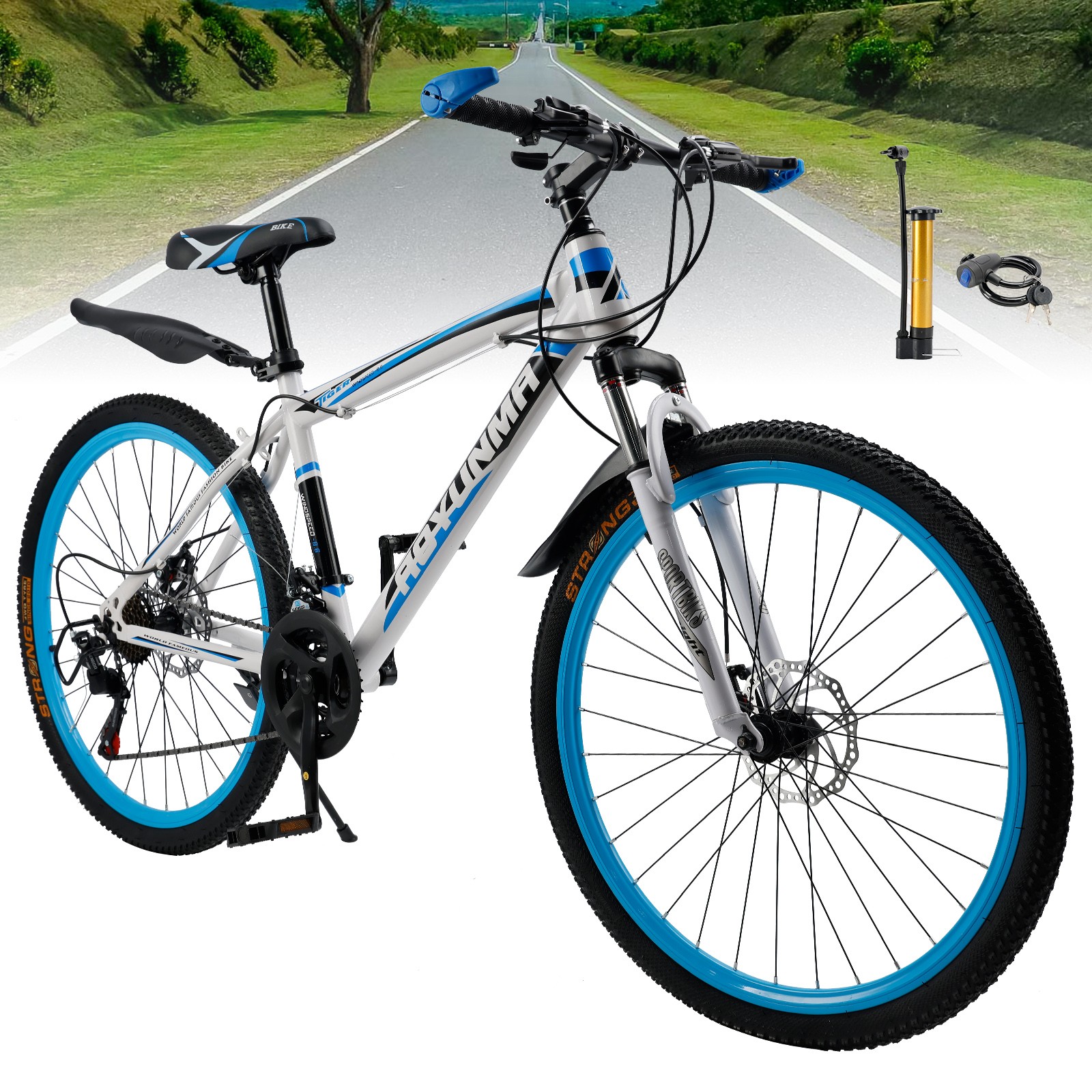 Unisex 26"Spoke Wheel 24 Speed Mountain Bike MTB with Disc B