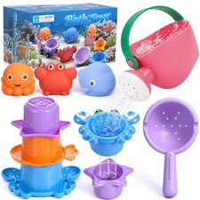 9 PCS Baby Bath Toys for Kids Ages 1-3, Mold Free Toddler Bath Toys for 2-4 w...
