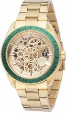 Invicta Objet D Art Automatic  Gold Men's Watch Skeleton Dial 43mm Green bezel