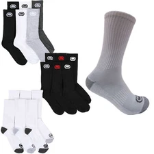 Ecko Unltd. Men's Half Crew Cushion Athletic Socks White-Black-Gray 6-Packs New
