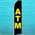 Atm Flutter Flag Tall Curved Top Advertising Sign Feather Swooper Wind Banner