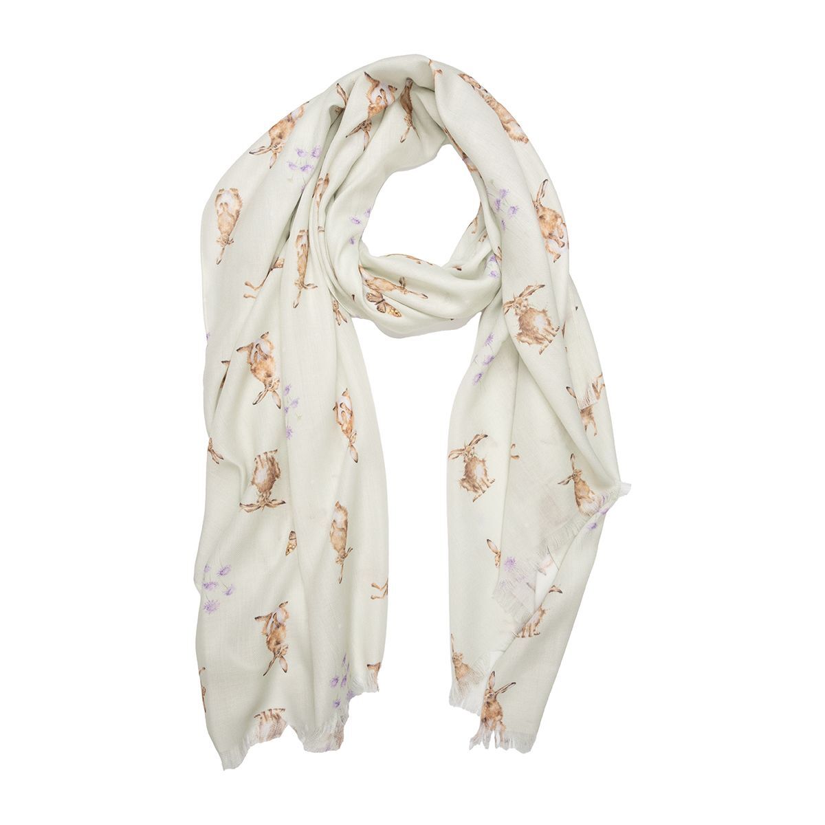 Wrendale Designs Hare Brained Scarf With Gift Bag - Cream - Image 2