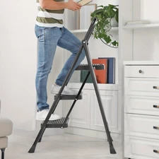 ZUNMOS Folding Step Stool Ladder with Wide Anti- Slip Pedals 800 lbs 2/3Steps