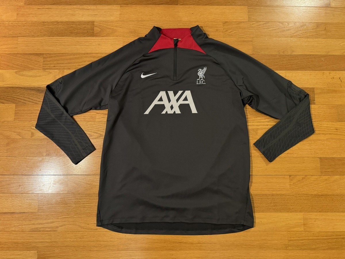 New L Nike Liverpool Dri-Fit Soccer Drill Top 1/4 Zip Strike Grey
