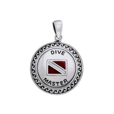 Scuba Dive Master Flagge 925 Sterling Silber Anhänger fein Abenteuer Sport Schmuck