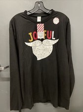 Mens Black  Joyful  North Pole Trading Co. Pajama Top L