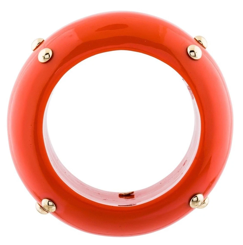 Bracelete Kenneth Jay LANE KJL bracelete de resina laranja coral folheado a ouro tachas - Imagem 2 de 4