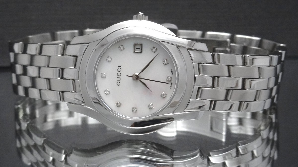 Gucci YA055501 Diamond Mother-of-Pearl Dial 5500L Series Women's