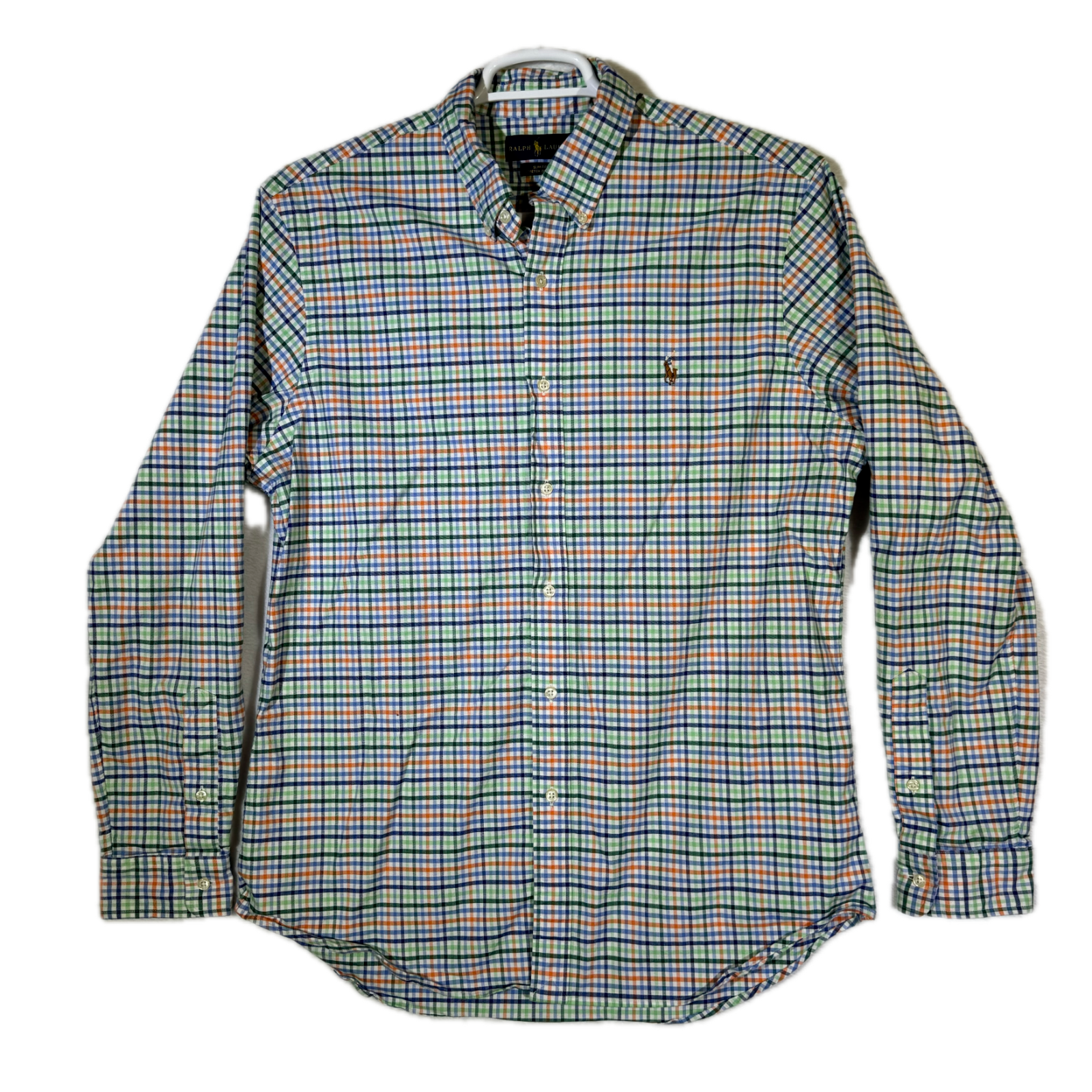 Camicia uomo Ralph Lauren XL quadri carne pony cotone manica lunga bottoni M404