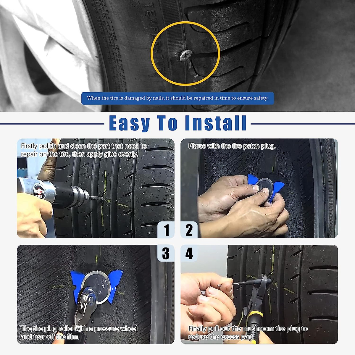 Parches Para Llantas De Carro Auto Motocicleta Parchar Reparacion