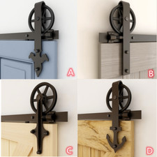 4-20FT Big Spoke Steel Sliding Barn Door Hardware Closet Track Kit for 1/2 Door