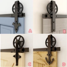 4-20FT Big Spoke Steel Sliding Barn Door Hardware Closet Track Kit for 1/2 Door