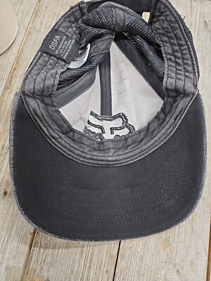 FOX RACING Logo Snapback Flat Billed Hat Mens Gray Adjustable Cap