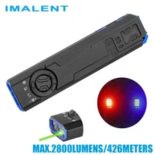 IMALENT GR35 2800 Lumens Rechargeable LED Flashlight with Green Laser UV Light 