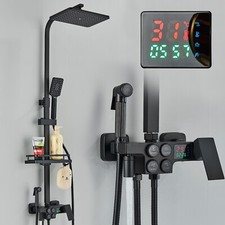 Nero rubinetto miscelatore doccia acciaio inox Pioggia soffione doccia colonna