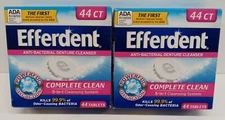 Lot of 2 Efferdent Anti-Bacterial Denture Cleanser 5-in-1 Cleansing 44 Tablets