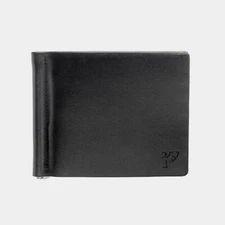TIBALDI Men's Black Calfskin Wallet 6 Compartments Money Clip Made In Italy