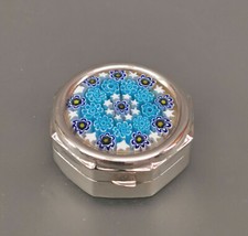 9923113 925er Silber Pillendose Millefiori 3x1,2cm