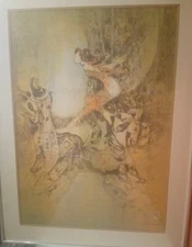 Hoi Lebadang "Equestrian Actress" 27"x36" Lithograph Signed Framed Art # 234/245