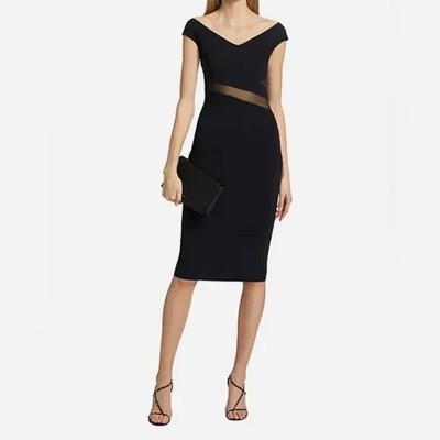 CHIARA BONI LA PETITE ROBE Lisanna Illusion Cocktail Dress, V-neck, Size 14 $750