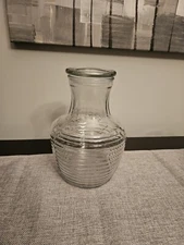 Vintage Anchor Hocking Beehive Pattern Ribbed Glass Pitcher Carafe 9.25" w/ Lid