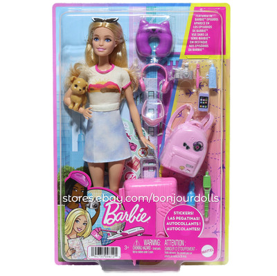 Barbie Malibu Travel Doll Set with Puppy & Working Suitcase - HJY18