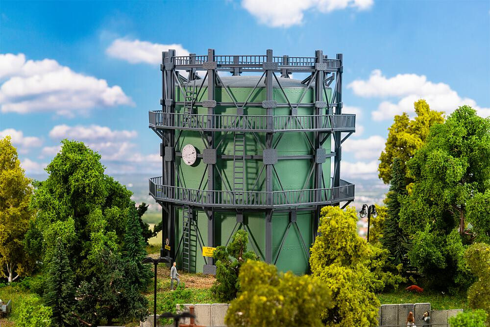 FALLER 130157 Gasometer mit Rohrleitungen Bausatz HO 1:87 NEU