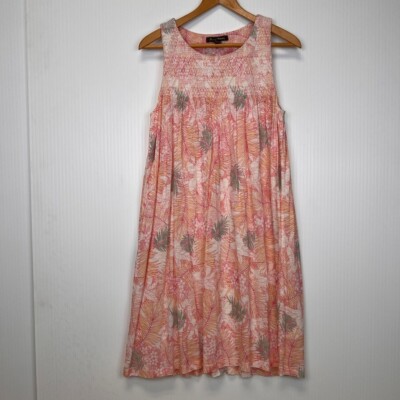 Tommy Bahama Dress Women Medium Smocked Sleeveless Flow Ruffle Work Party Core