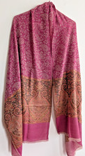 Silk Scarf Shawl Wrap Stole Dupatta Woven Paisley Pattern Pink Soft Lightweight