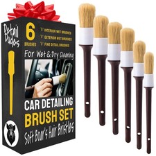Soft Boars Hair Car Detailing Brush Set for Washing 6 Pack - Interior Car D...