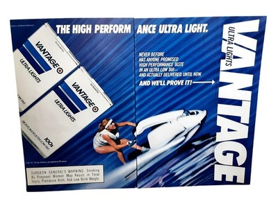 1987 Vantage Ultra Lights Four Page Jet Ski Vintage Cigarette Print Ad