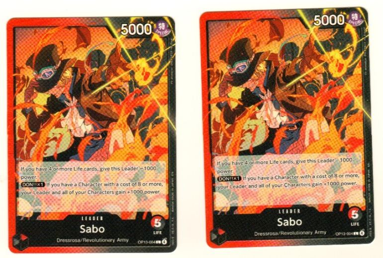 Set Of 2 Sabo OP13-004 Leader One Piece Trading Card | eBay