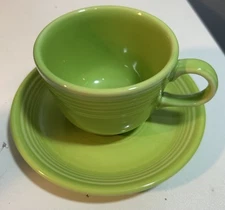 Fiesta Fiestaware Coffee Tea Cup w/ Saucer Homer Laughlin Chartreuse EUC