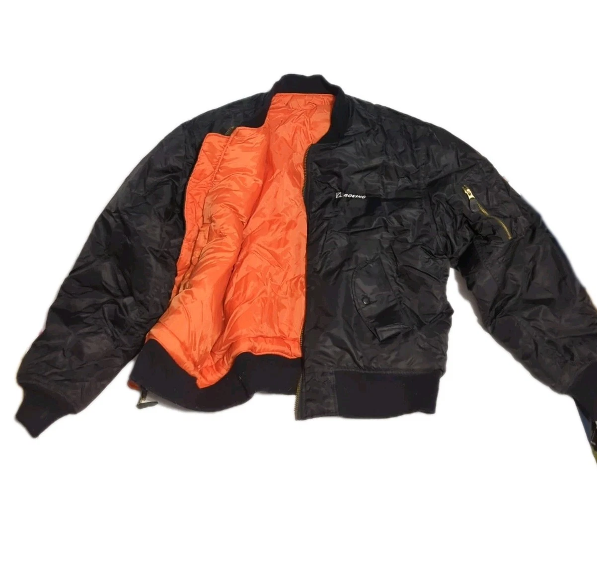 MA-1 Rothco Ultra Force Bomber flight Jacket Mens L Boeing military pilot Nylon