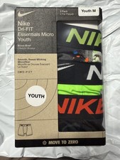 NEW Nike Dri-FIT Essentials Micro Youth Boxer Briefs 3 Pair Black Green Size M