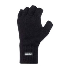 Mens 3M Thinsulate 40 gram Thermal Insulated Black Fingerless Gloves
