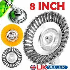 8 inch Grass Strimmer Head Trimmer Brush Solid Steel Nylon Wire Wheel Garden