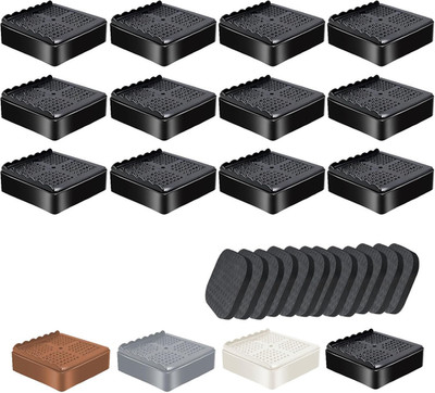 Furniture Risers, 12 Pack Bed Risers with Non-Slip Grip and Heavy Duty Support,