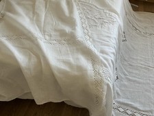 Antiker Bettüberwurf  Fein Batist mit Spitzen 190cm x  290 cm