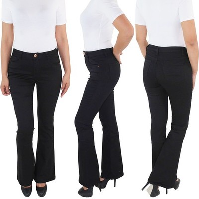 Damen Bootcut Hose Hüfthose Schlaghose Schlagjeans Hüftjeans Flared Jeans  
