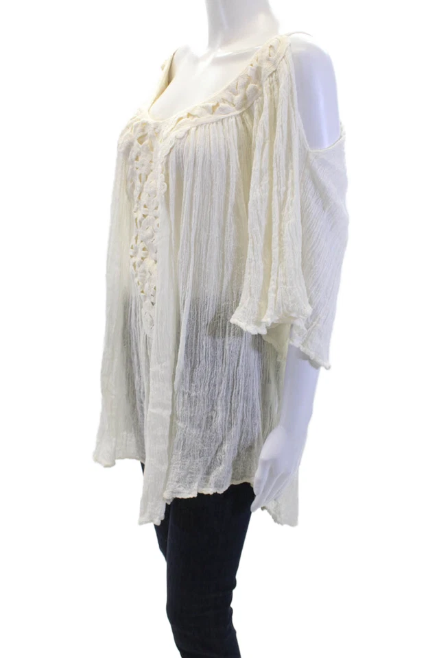 Blusa tejida manga larga cuello redondo botín pirata Jen's blanca OS Foto 2 de 4