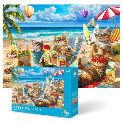 Theo's Puzzles 1000 Piece Lazy Cats Jigsaw
