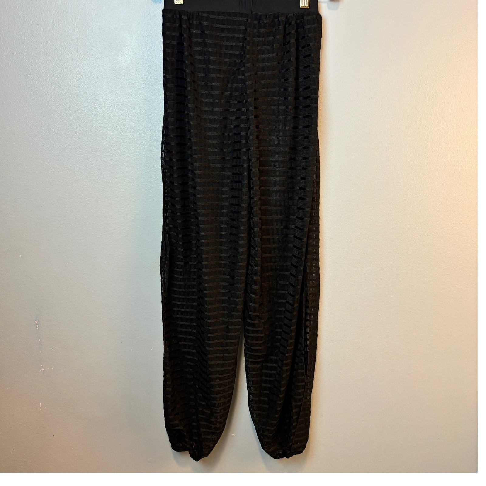 ALTRA Pantalone jogger nero tessuto aperto spacco lati aperti pull on donna XS