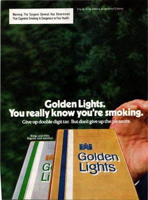1980 Golden Lights Cigarettes Kings 100s Menthol Packs Original Vintage Print Ad