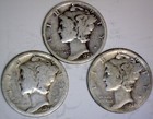 1928 1928d & 1928s Mercury Dime Coins 90% SILVER NICE 3 Coin LOT    NR — photo 1