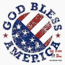 eDesign God Bless America Flag Vinyl Sticker Decal - 4 Inches - Patriotic USA