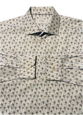 Eton Slim Sardegna Floral Signature Twill Long Sleeve Men Shirt 16.5-42 EUC $280