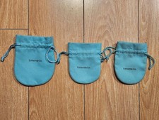 Tiffany Jewelry Pouch Empty Packaging Small Blue Drawstring Closure LOT of 3 
