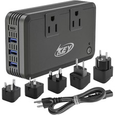 230W International Surge Protector Travel Adapter Converter with 2-Outlets, 3 US