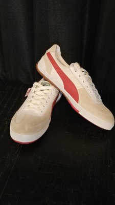 Puma TT Super White & Red Leather Suede shoes